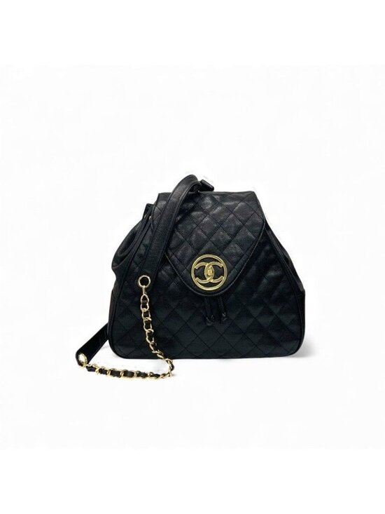 Chanel Bag Backpack Rucksack Black Gold Quilted Turn Lock main image 4